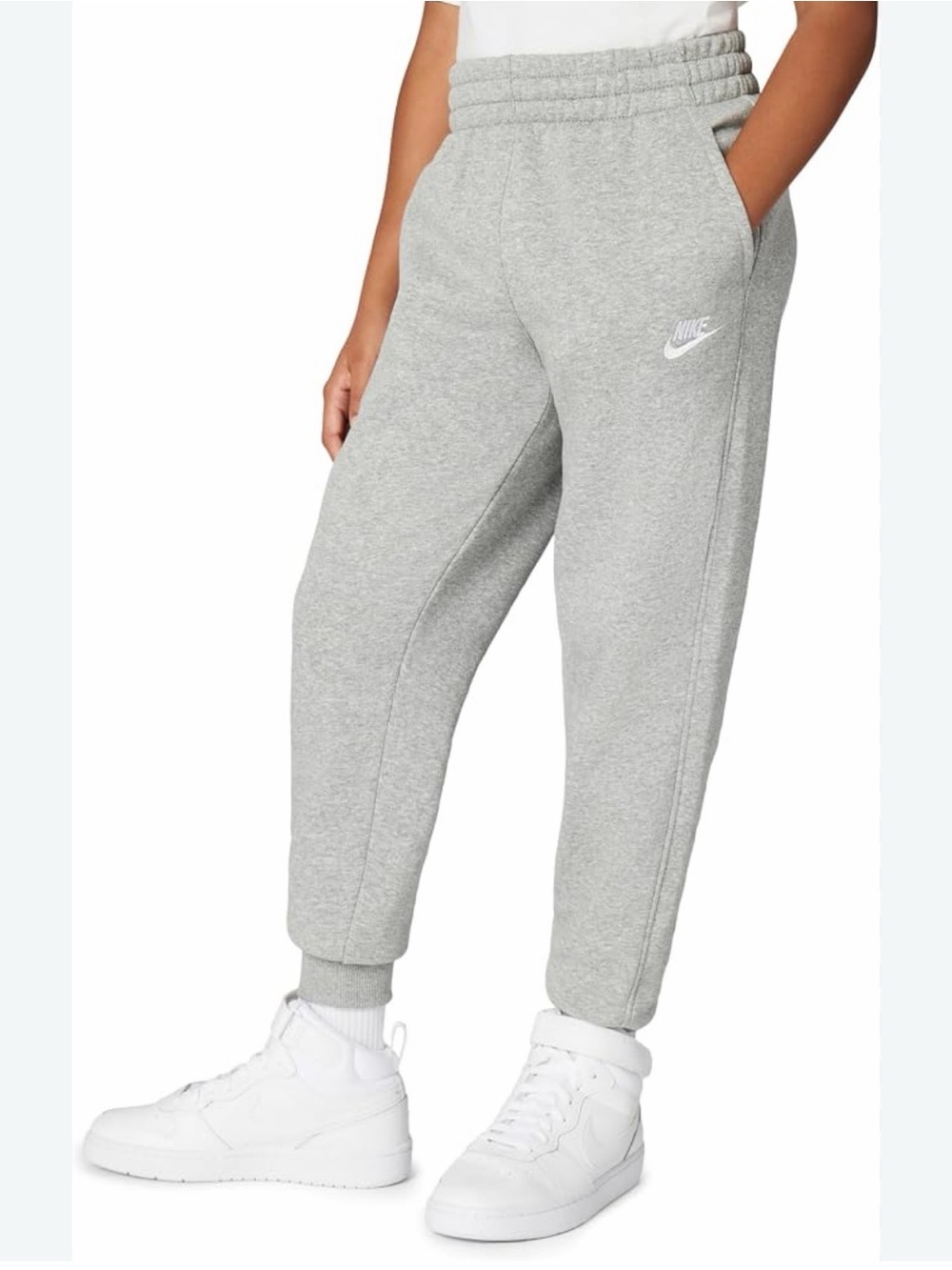 Nike Kids Grey Ribbed-Waist Fleece Joggers